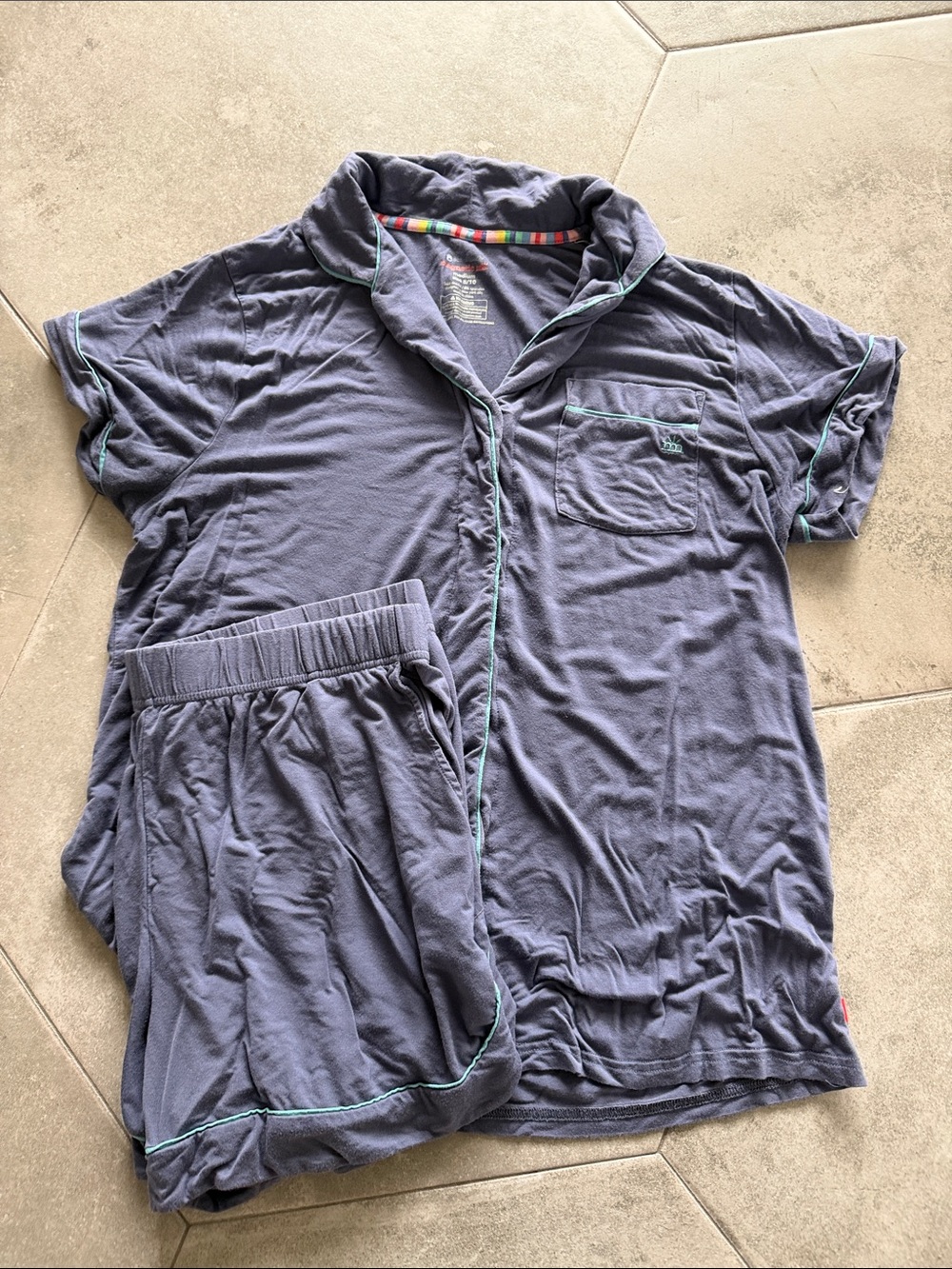 Magnetic Me 2pc Blue and Teal Pajama short sleeve and shorts Set